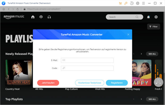 Registrieren TunePat Amazon Music Converter