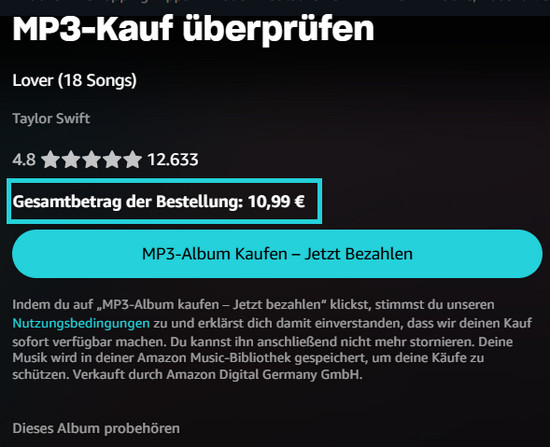 Amazon Titel auswählen und Kaufoptionen wählen