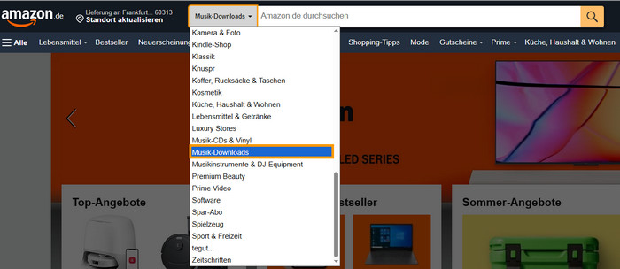 Musik-Downloads auf Amazon finden