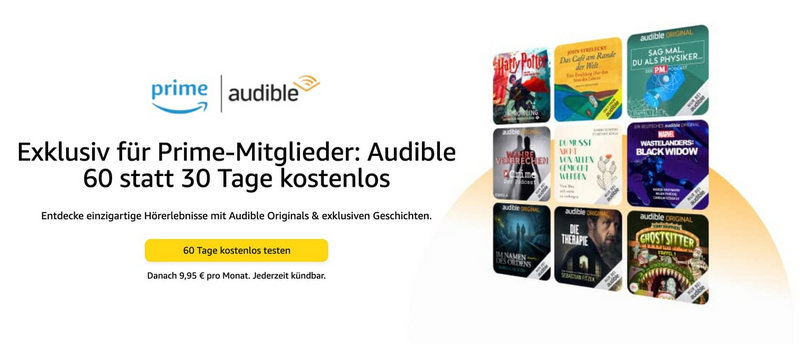 Audible 60 Tage kostenlos für Amazon Prime-Mitglieder