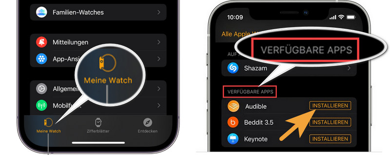 Audible-App auf Ihrer Apple Watch installieren (durch iPhone)