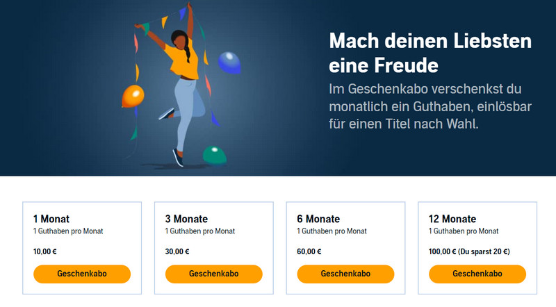 Audible kostenlos nutzen mit Audible Geschenkabo