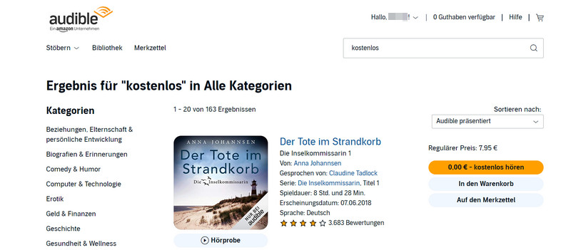 kostenlosen Hörbüchern bei Audible