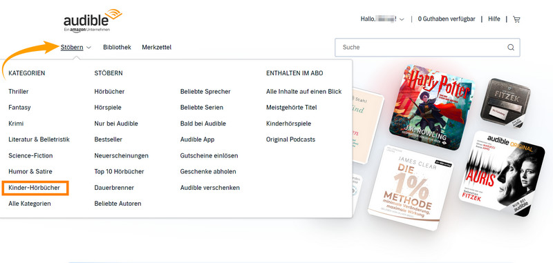 Für Nicht-Audible-Mitglieder: Kostenlose Kinder-Hörbücher finden