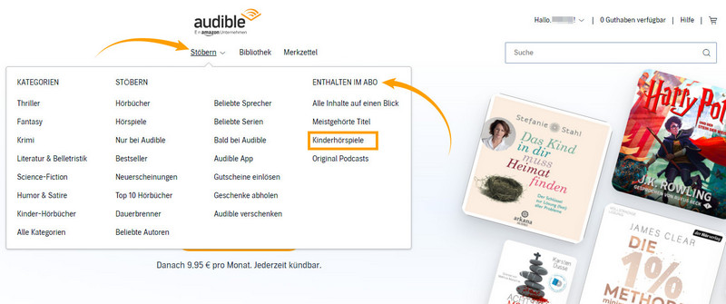 Kostenlose Kinder-Hörbücher auf Audible für Audible-Mitglieder