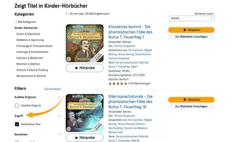 Kostenlose Tite in Kinder-Hörbücher von Audible