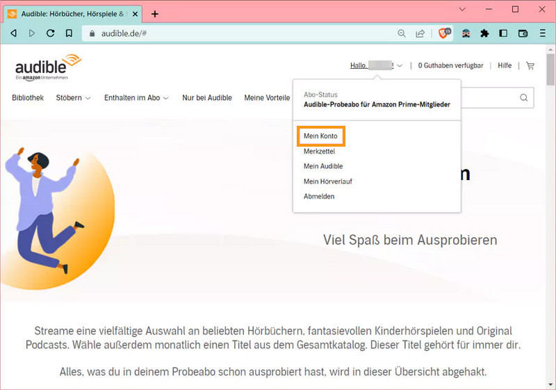 Mein Konto in Audible