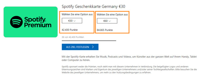 Spotify Geschenkkarte bei Microsoft Rewards kostenlos einlösen