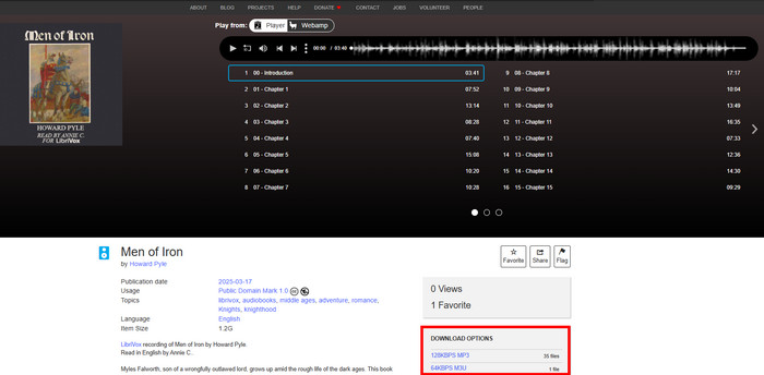 MP3 Download auf Internet Archive