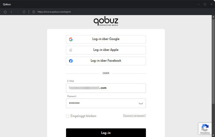 Bei Qobuz sich anmelden
