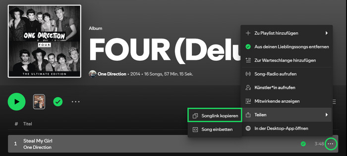 Songlink von Spotify kopieren