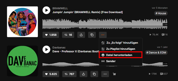 SoundCloud Datei von SoundCloud herunterladen