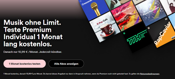 Spotify Premium 1 Monat Probeabo kostenlos